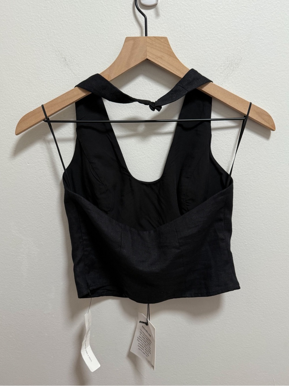 Reformation Sasha black linen top halter cropped tank casual summer trendy NWT 2 - Picture 8 of 10